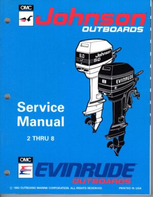 Used 1994 Johnson / Evinrude Service manual for two stroke outboard motors 2 thru 8 HP #500606