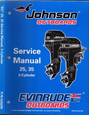Used 1998 Johnson / Evinrude Service Manual 25 & 35 hp 3 Cylinder models #520205