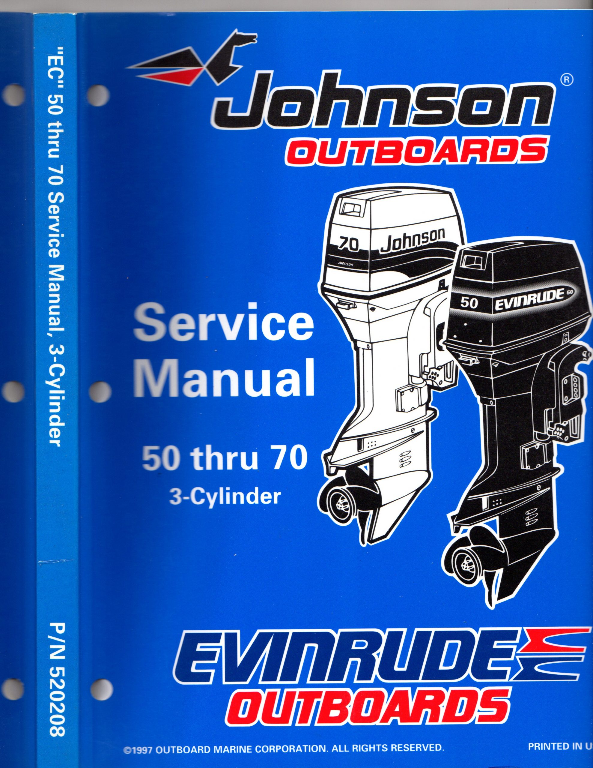 Used 1998 Johnson / Evinrude Service Manual 50 THRU 70 hp 3 Cylinder outboard models 520208