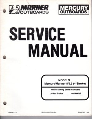 Used - 1995 Mercury / Mariner Service Manual 8 & 9.9 Four Stroke #90-827857